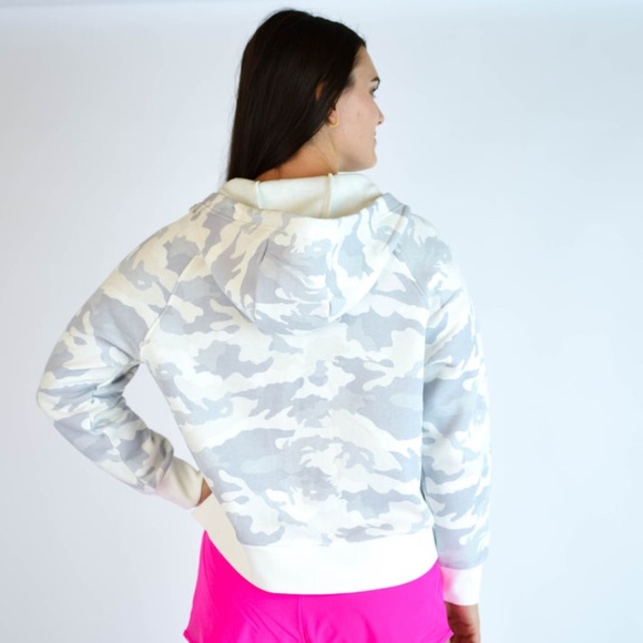FLEO Platform Full-Zip Hoodie White Camo Medium Activewear Zip-Up - Picture 2 of 13